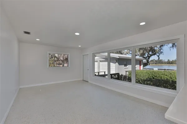 a view of a building with a street