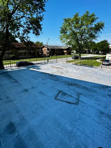 a view of a yard with a slide