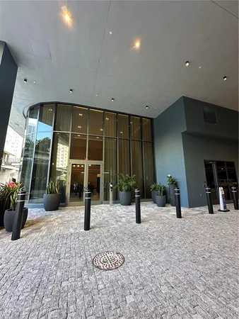 a view of a lobby with a tv