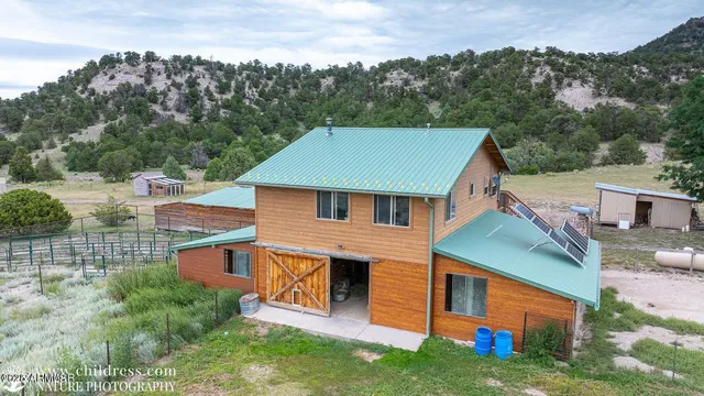 an aerial view of a house