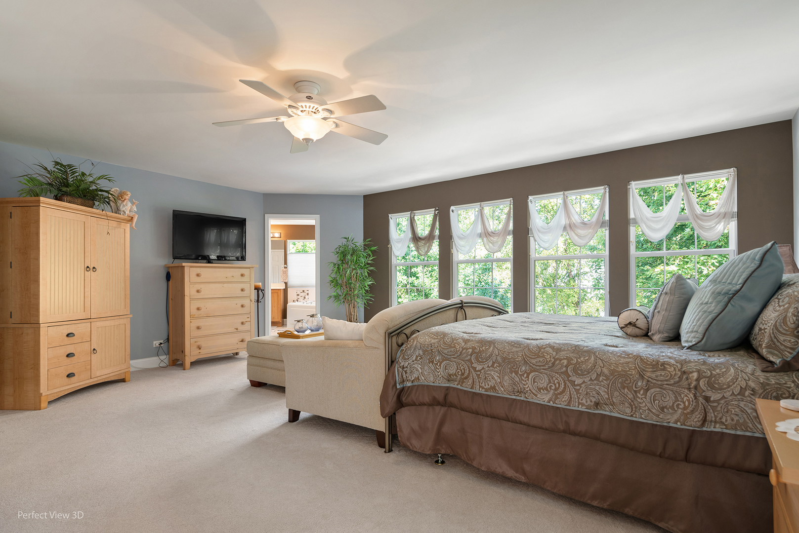 2733 Berman Road North Aurora, IL 60542 - Photo 14 of 24 a bedroom with a bed flat screen tv and a large window