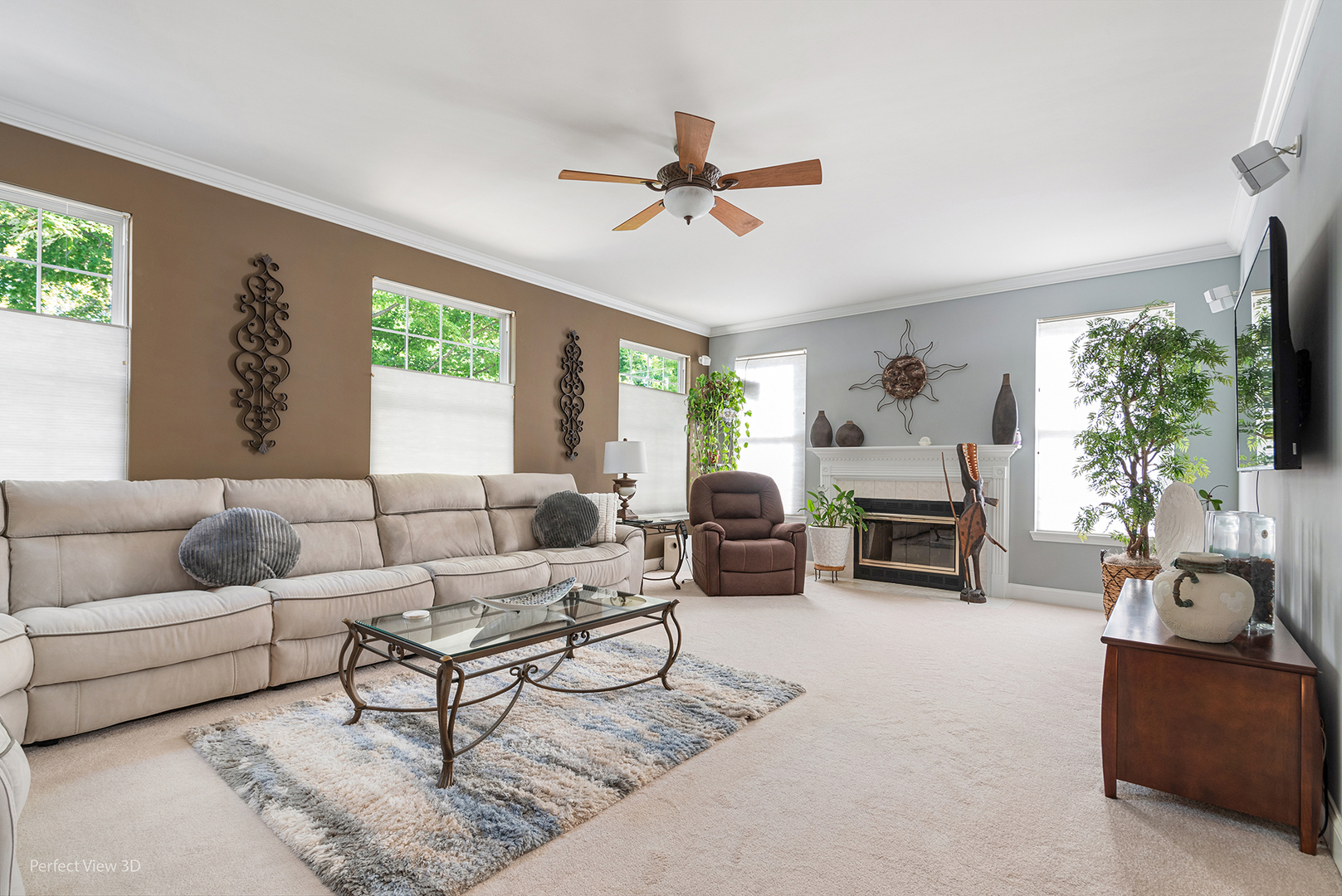 2733 Berman Road North Aurora, IL 60542 - Photo 7 of 24 a living room with furniture a fireplace and a large window