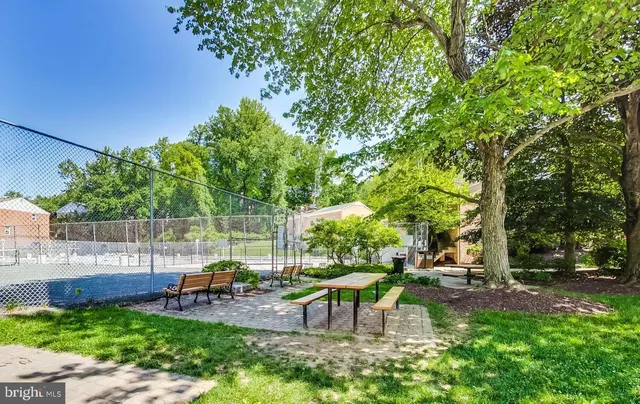 a view of a park with slide