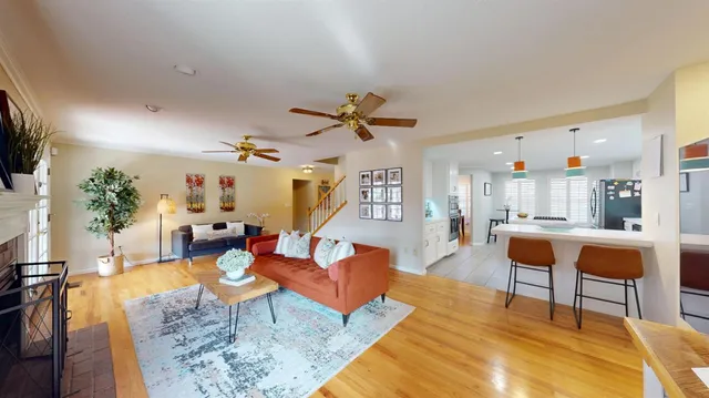 a living room with furniture