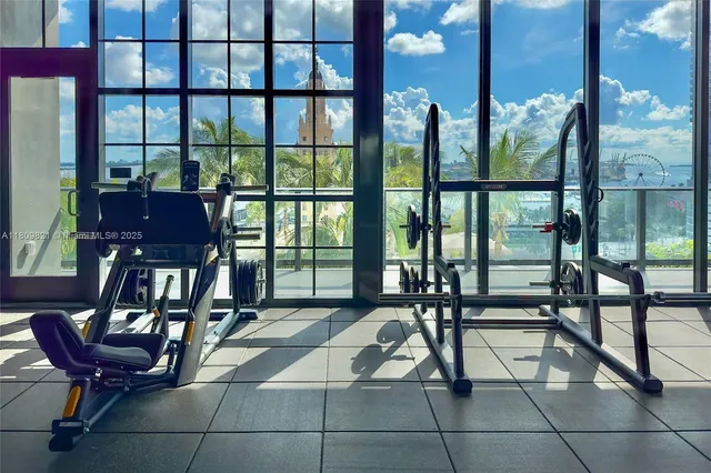 a view of a terrace with sky view