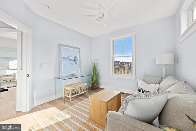 an aerial view of a house with a city view