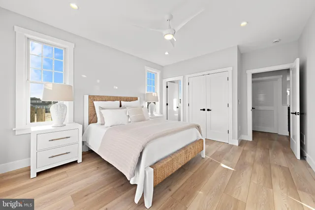 a view of a balcony with wooden floor
