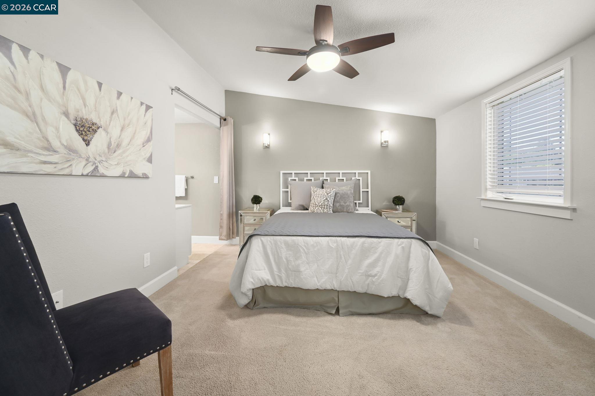 3782 Hitchcock Road Concord, CA 94518 - Photo 13 of 30 Spacious primary bedroom with ceiling fan and reading lights