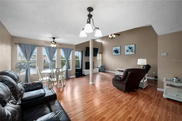 a living room with furniture