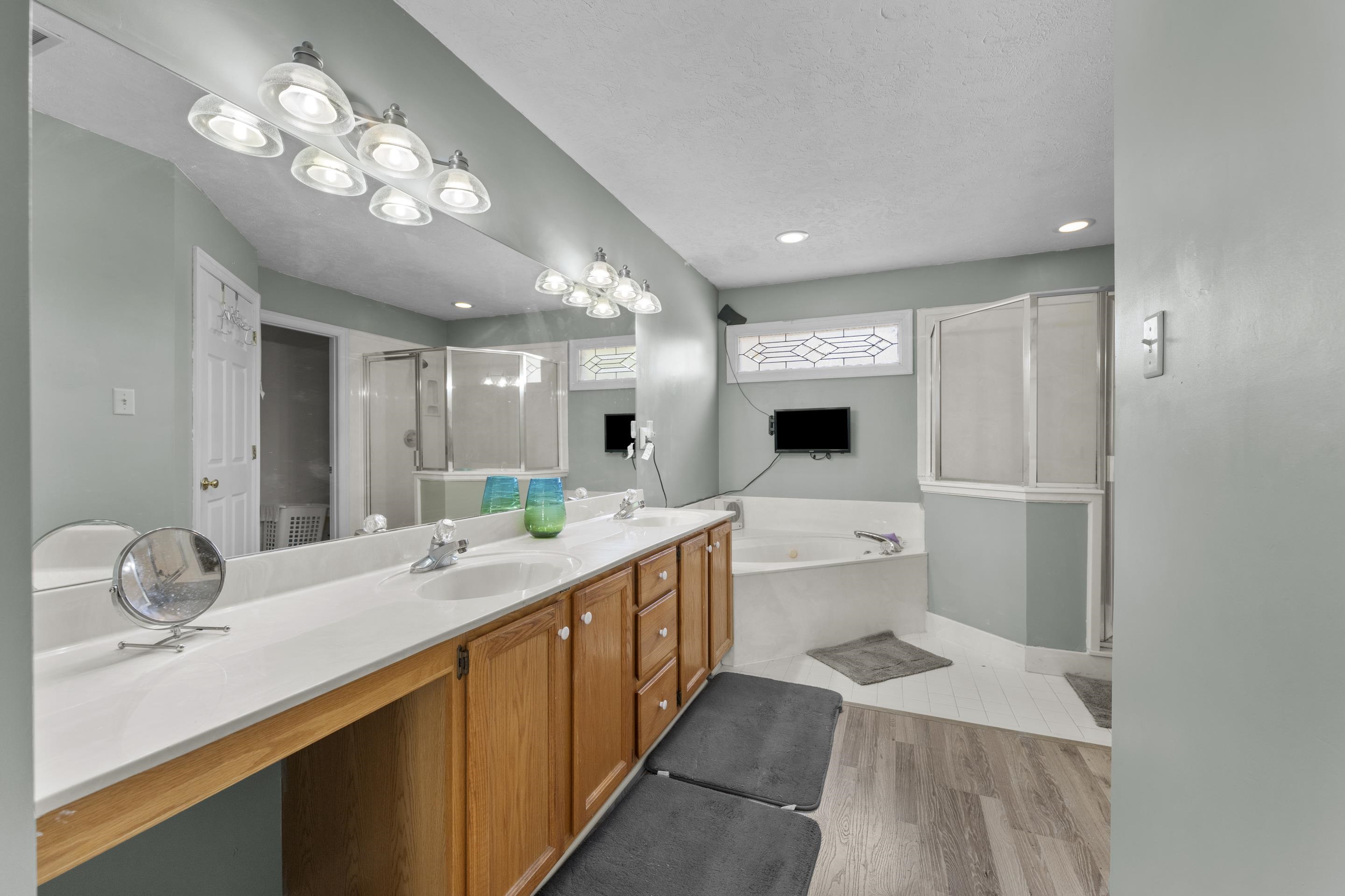8956 Meadow Ridge Cove East Memphis, TN 38016 - Photo 18 of 28 a large bathroom with a sink a large mirror and vanity