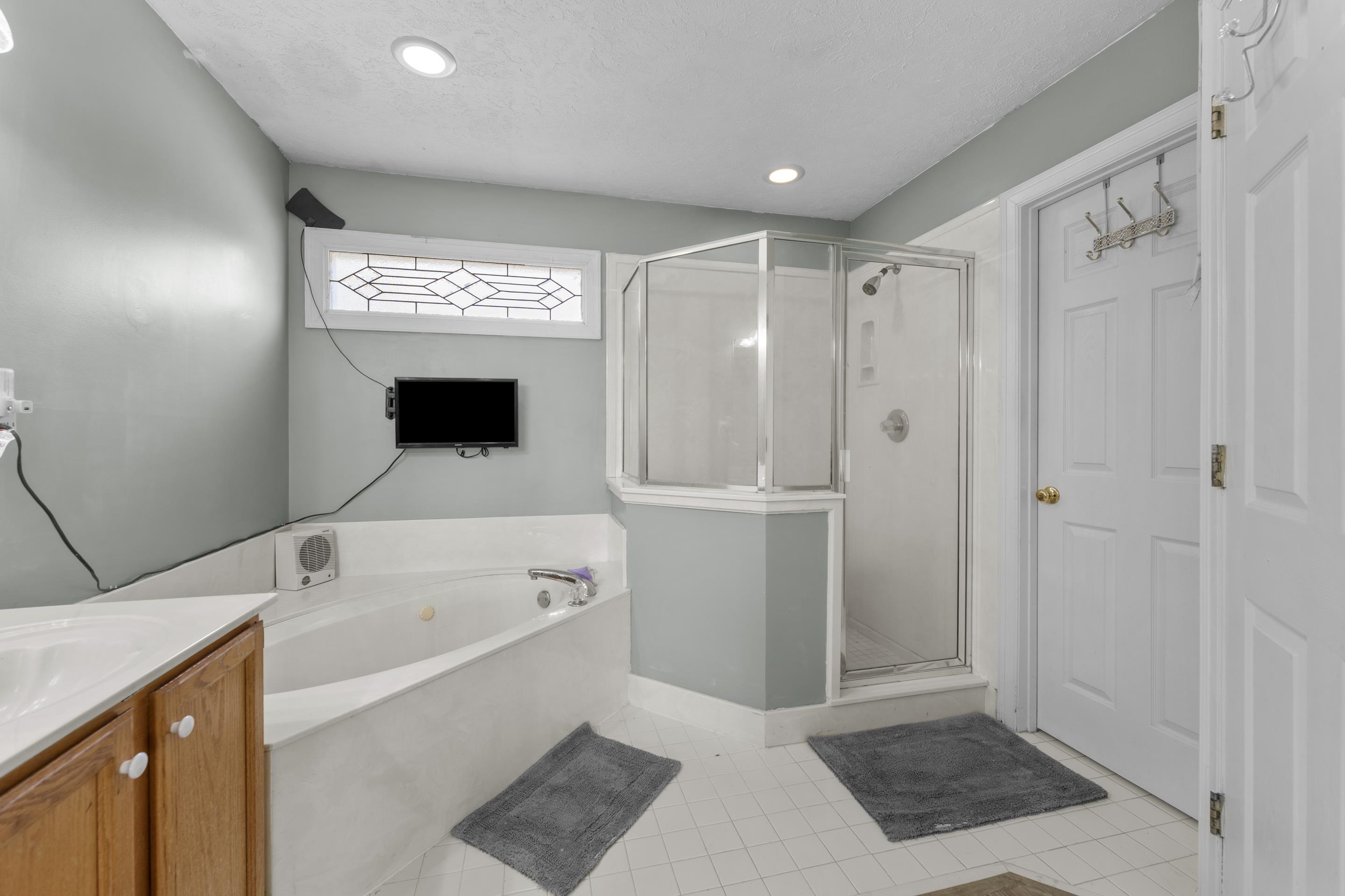 8956 Meadow Ridge Cove East Memphis, TN 38016 - Photo 19 of 28 a bathroom with a bathtub a shower a sink and a window