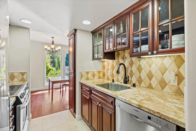 a view of a kitchen from the kitchen