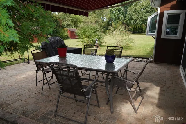 a view of an outdoor seating area