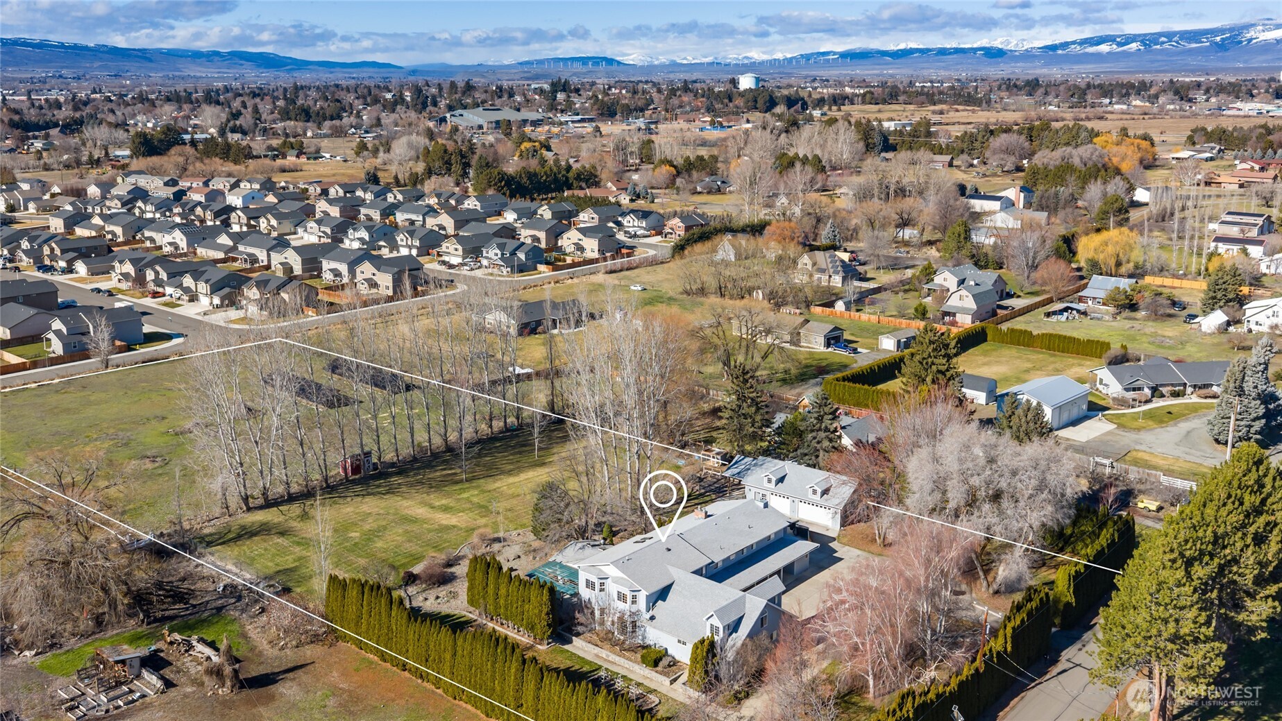 709 South Matthews Road Ellensburg, WA 98926 - Photo 39 of 40 an aerial view of a house with a ocean view