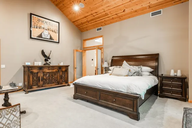 a view of a patio with wooden floor