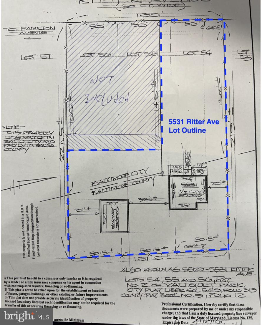 5531 Ritter Avenue Baltimore, MD 21206 - Photo 36 of 37 Lot Outline