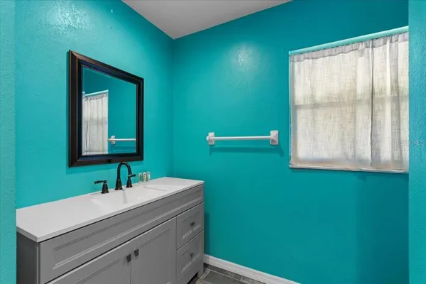 a bathroom with a bathtub