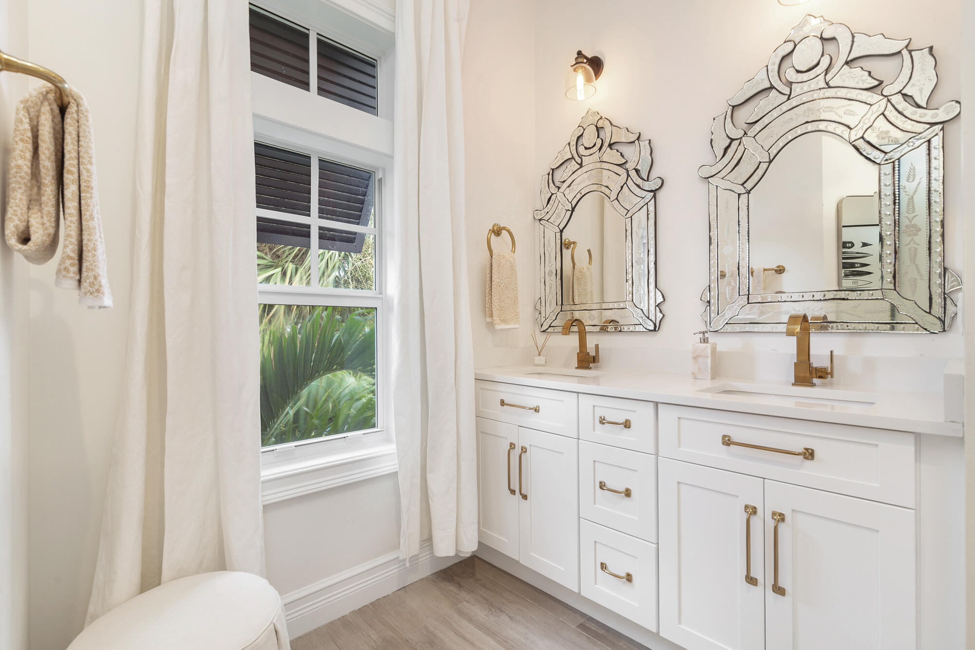 140 Edmor Road West Palm Beach, FL 33405 - Photo 22 of 30 a bathroom with double vanity sink a mirror and a shower