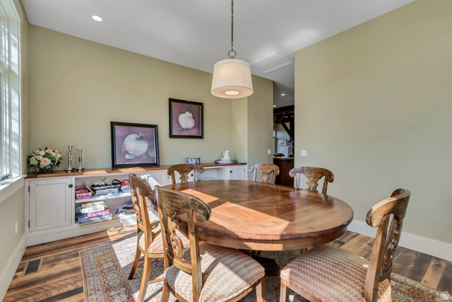 2579 Splendor Valley Road Kamas, UT 84036 - Photo 37 of 87 Dining space with wood finished floors and recessed lighting