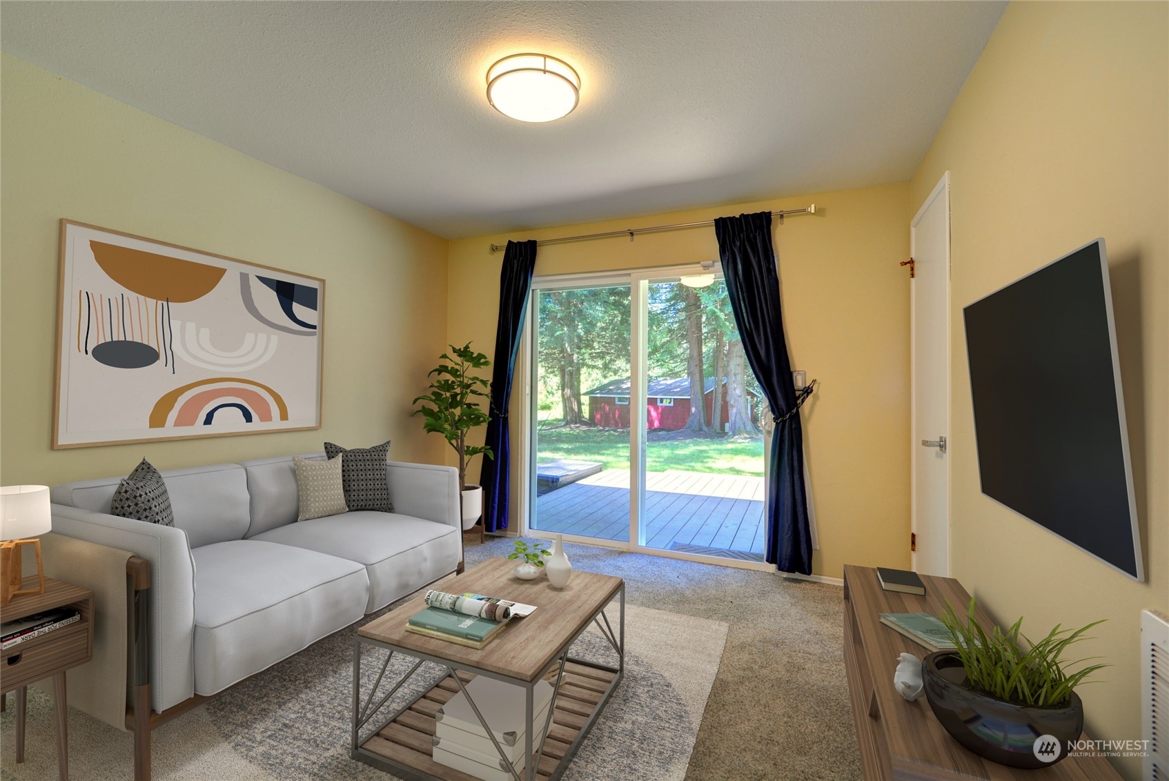 4608 Strumme Road Bothell, WA 98012 - Photo 15 of 30 a living room with furniture and a flat screen tv