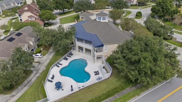 an aerial view of a house