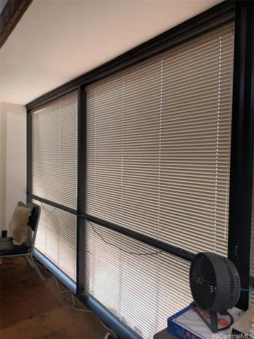 a view of a balcony with chair