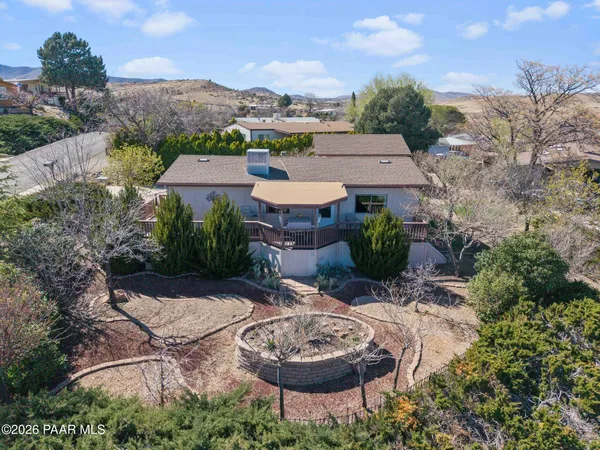 a view of a terrace with a garden