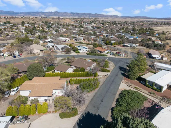 an aerial view of a house