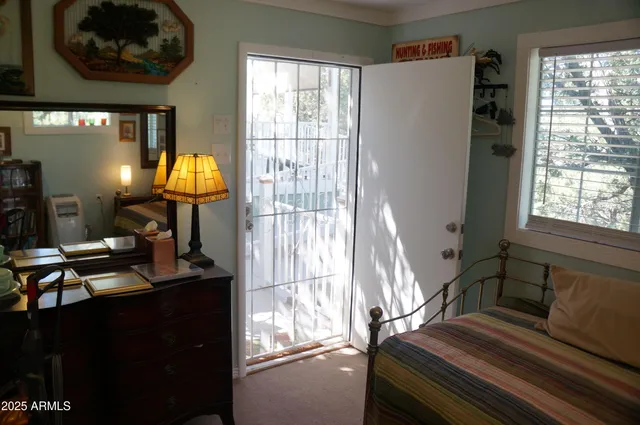 a balcony with a yard