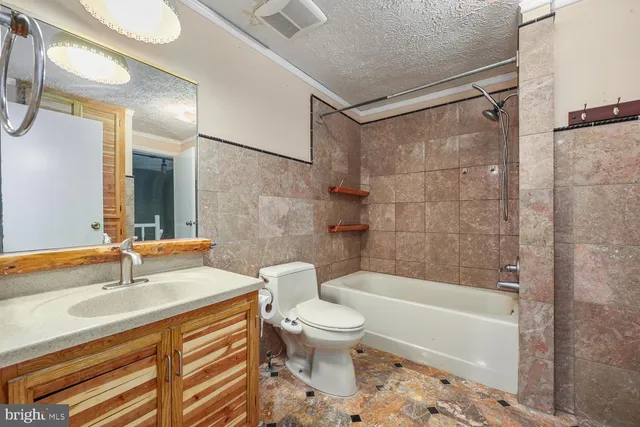 a bathroom with a sink a toilet and a bathtub