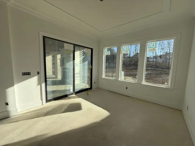 a living room with a large window