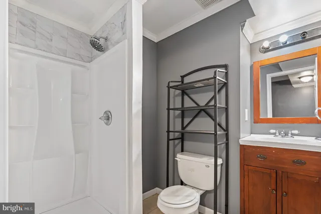 a bathroom with a toilet a sink and a mirror