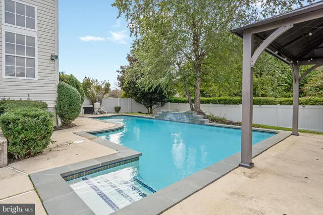 a view of a swimming pool with a patio