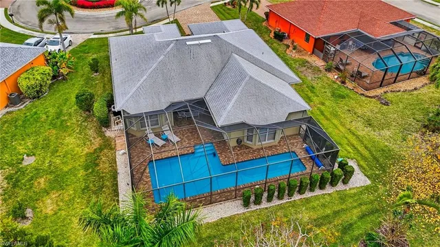an aerial view of a house