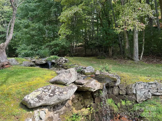a view of a garden with an ocean beach