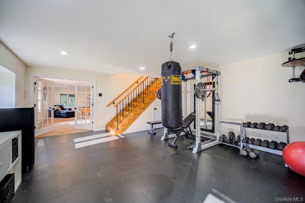 237 Mineral Springs Road Highland Mills, NY 10930 - Photo 30 of 32 Exercise room featuring french doors and recessed lighting