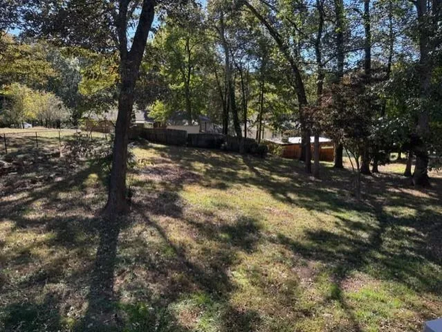 a view of a yard with trees