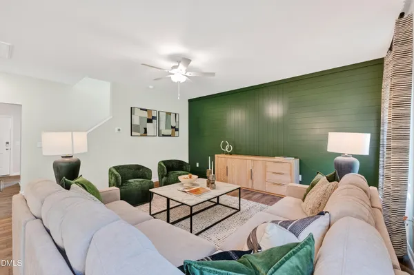 a living room with furniture