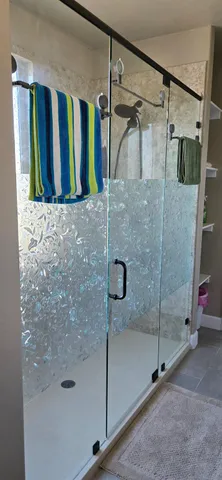 a bathroom with a shower