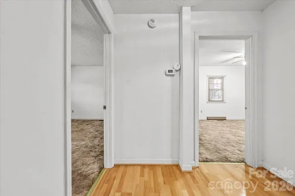 wooden floor and bathroom view
