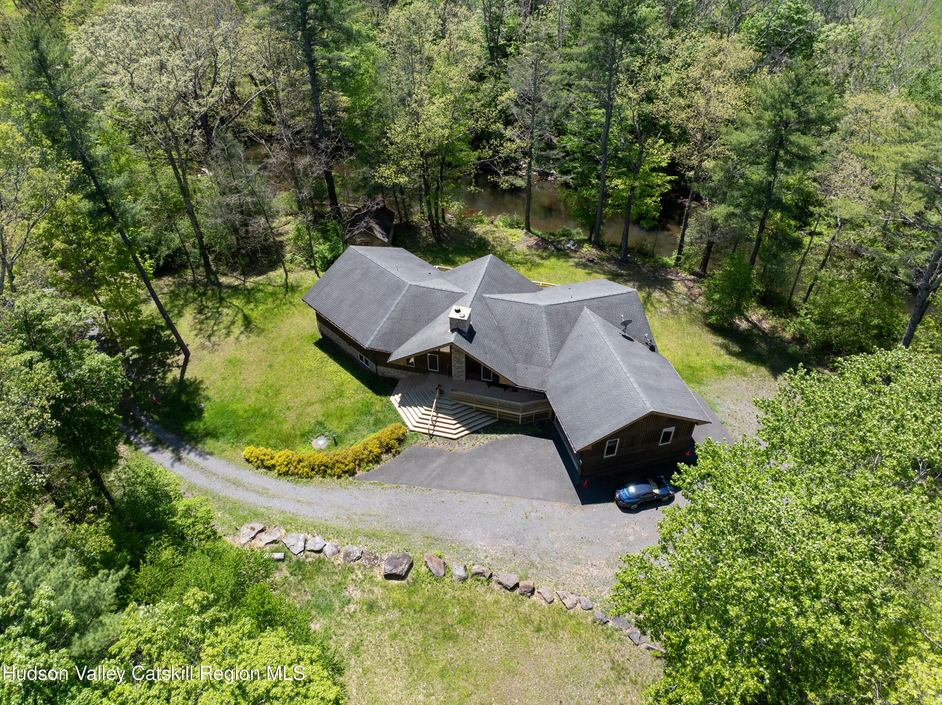 537 Mossy Hill Road Catskill, NY 12414 - Photo 103 of 105 an aerial view of a house with yard and outdoor seating