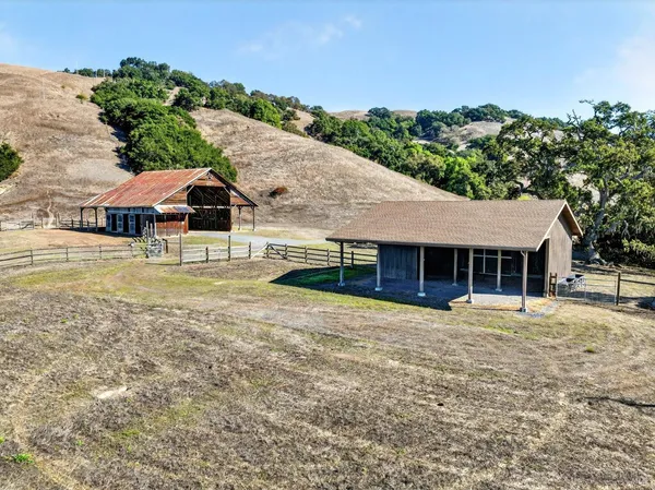 an aerial view of a house