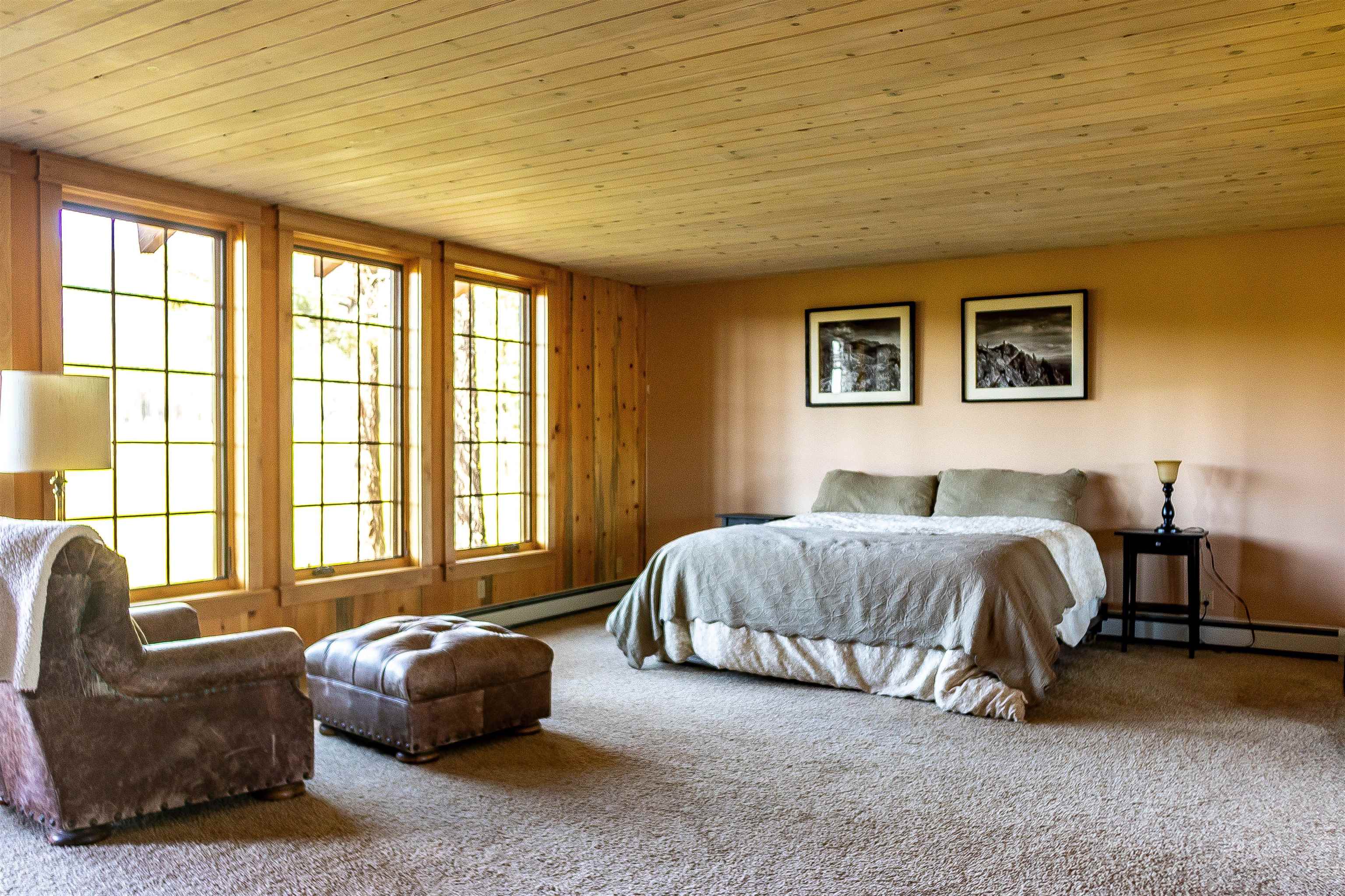 300 Meadow Ranch Road Calpine, CA 96124 - Photo 15 of 21 a spacious bedroom with a bed and a couch next to a window