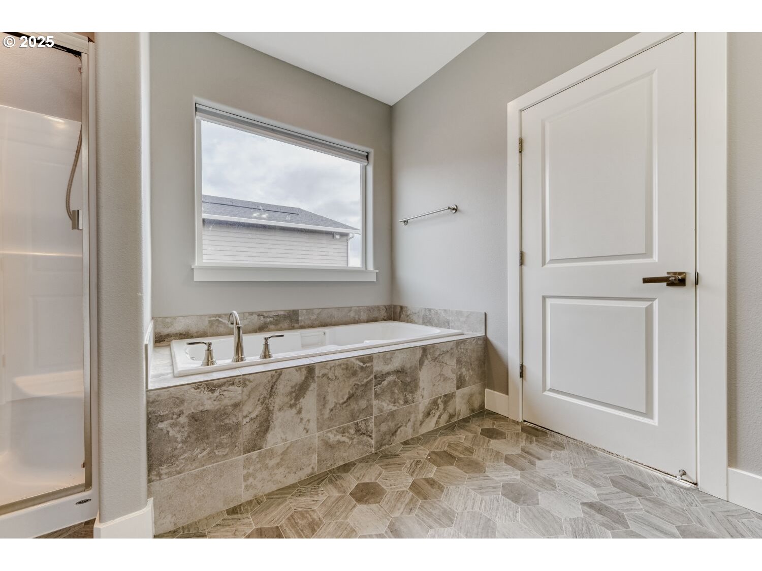 1561 Southwest Stringtown Road Forest Grove, OR 97116 - Photo 17 of 48 a bathroom with a granite countertop sink a mirror and a bathtub