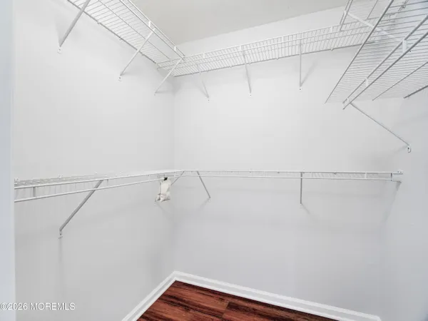 a view of a room with racks on the wall