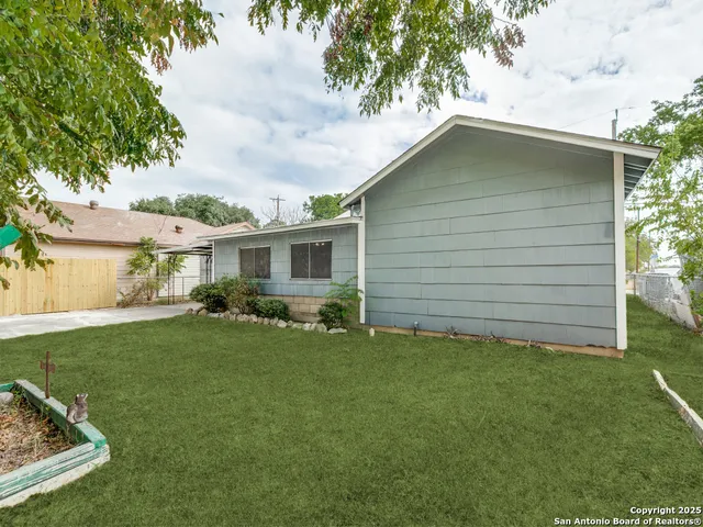 a view of a playground with a slide