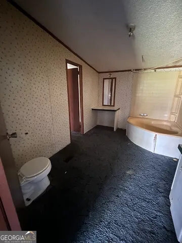 a bathroom with a toilet a sink and mirror