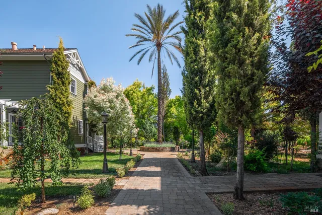 a view of a backyard with green space