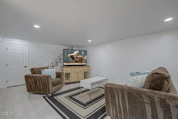 a living room with furniture