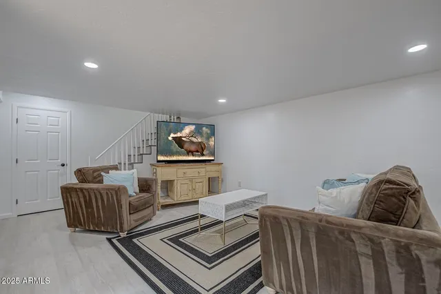 a living room with furniture